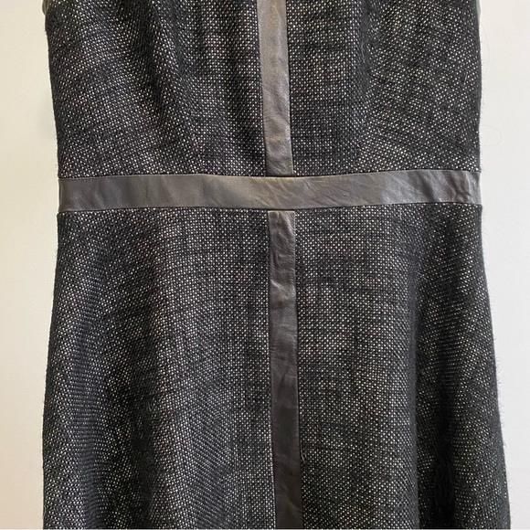 Judith and Charles Knit Leather Trim Black Dress - Picture 4 of 11